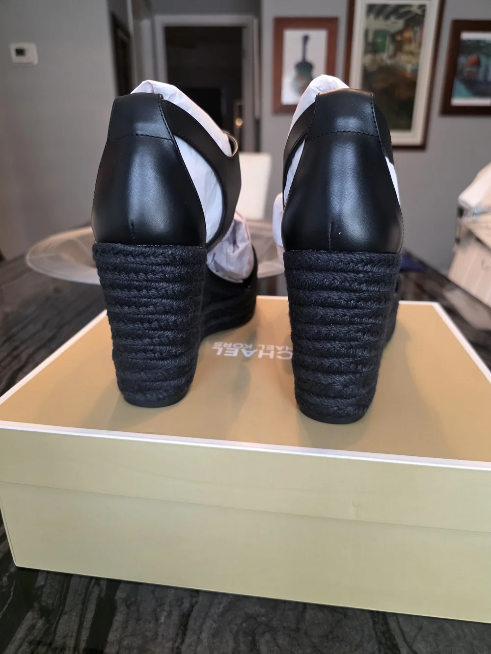 NWT Michael Kors Black Leather Zip-Front Platform Sandals